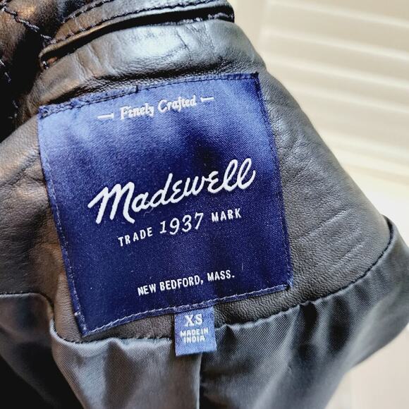 MADEWELL LEATHER MULTI ZIP POCKET MOTORCYCLE BLACK JACKET SIZE XS - Picture 2 of 9